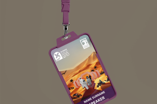 Vertical id card with holder mockup copy